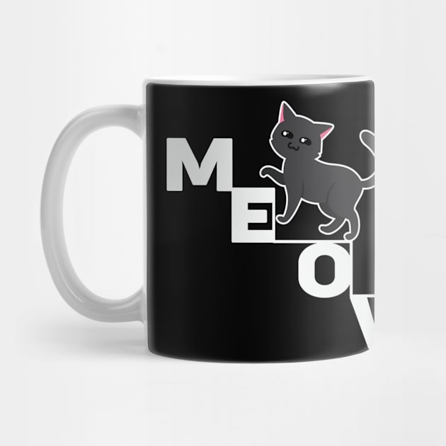 Meow Cute Black Cat by Creative Town